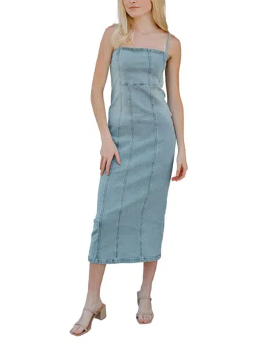 Miou Muse Denim Maxi Dress In Lt Wash In Multi