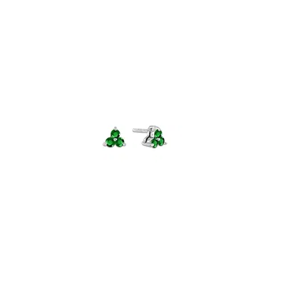 Diana M Jewels 0.30cttw Emerald Three Stone Earrings In 14k Gold In White