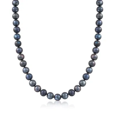 Ross-simons 8.5-9.5mm Black Cultured Pearl Necklace With Sterling Silver In Multi