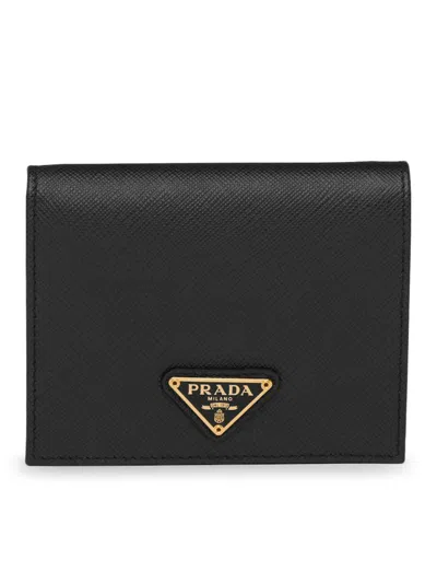 Prada Black Saffiano Leather Small Wallet In Black