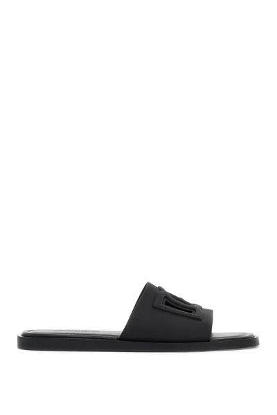 Shop Dolce & Gabbana Dg Rubber Slides In Black