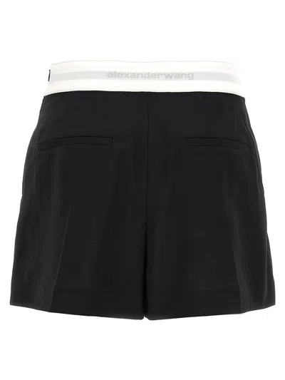 Alexander Wang High Waisted Pleated Short With Logo Elastic Clothing In Black