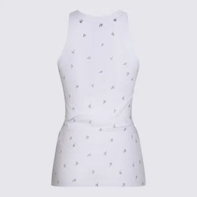 Attico Rhinestone-logo Lettering Tank Top In White/crystal