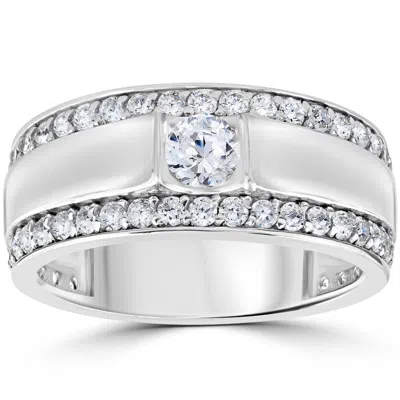 Pompeii3 1 3/4 Ct Mens Diamond Wedding Ring 10k White Gold Lab Grown In Multi