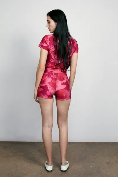 Ex24 Booty Shorts In Azul Hot Pink