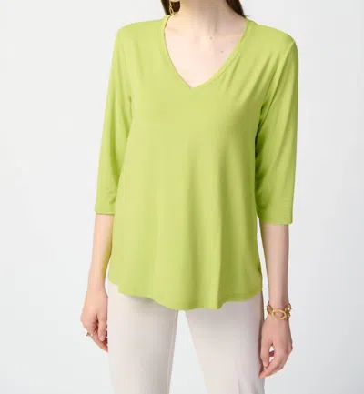 JOSEPH RIBKOFF WIDE V-NECK TOP IN KEYLIME 