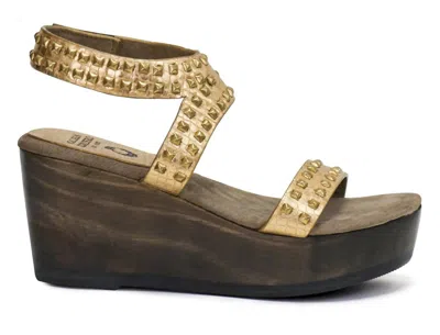 Calleen Cordero Women's Mesa Wedge In Gold Python With Brass Art In Multi