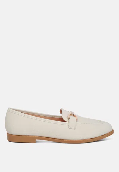 London Rag Fable Horsebit Embellished Flat Loafers In White