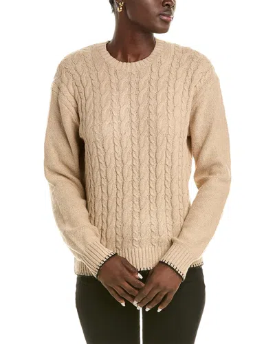 Atm Anthony Thomas Melillo Cotton Blend Cable Crew Neck Sweater In Brown