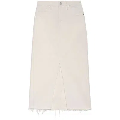 Frame The Midaxi Skirt Angled Seam Raw After Ecru Denim In Neutrals