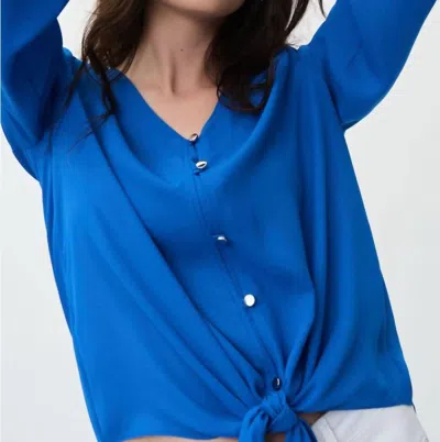 Joseph Ribkoff Rib Off Long Sleeve Top In Blue In Blue