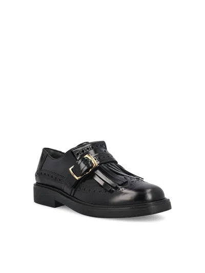 Tod's Monk Strap In Leather With English Dovetail Stitching And Fringe
