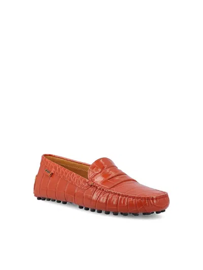 Tod's Crocodile Embossed Leather Penny Loafers