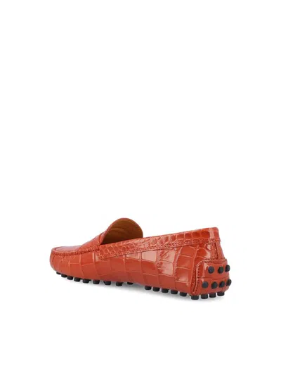 Tod's Crocodile Embossed Leather Penny Loafers
