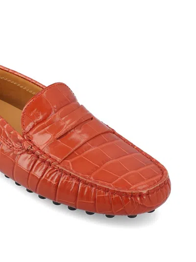 Tod's Crocodile Embossed Leather Penny Loafers