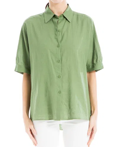 Max Studio High-low Oversized Linen-blend Shirt In Brown