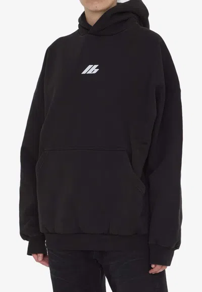 Shop Balenciaga Activewear Logo Oversized Hooded Sweatshirt In Black