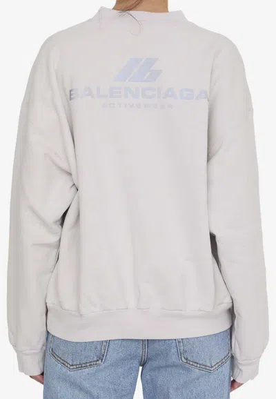 Balenciaga Activewear Logo Print Sweatshirt In White