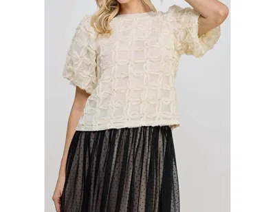 Ellison Textured Top With Bow In Cream In White