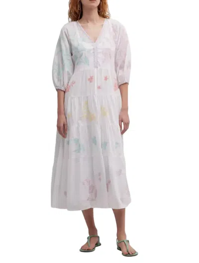Johnny Was Women Hazel Dolman Embroidered Tiered Midi Dress In White