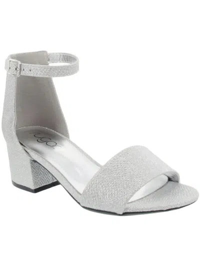 Sugar Noelle Womens Padded Insole Ankle Strap Heel Sandals In Silver