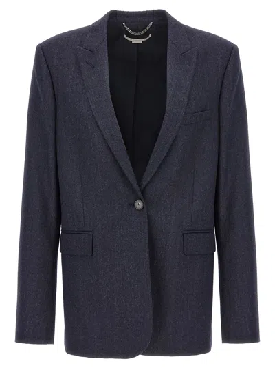 Shop Stella Mccartney Single-breasted Wool Blazer Blazer And Suits In Blue