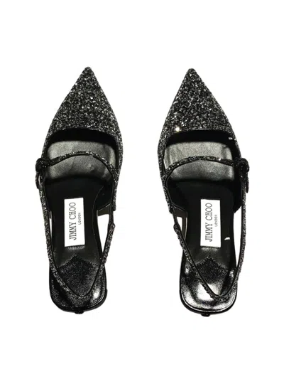 Jimmy Choo Sparkling 45mm Pointed Toe Slingback Pumps In Grey