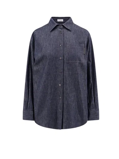 Shop Brunello Cucinelli Shirt In Blue