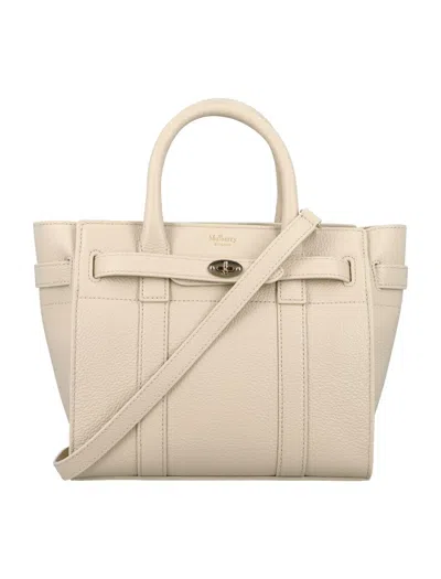 Shop Mulberry Mini Zipped Bayswater Bag In White