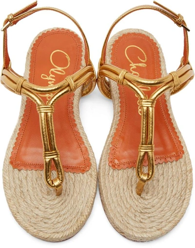 Shop Charlotte Olympia Gold Leather & Rattan Sandals