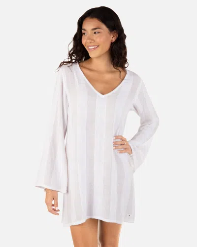 Inmocean Women's Stripe Gauze Long Sleeve Tunic In White