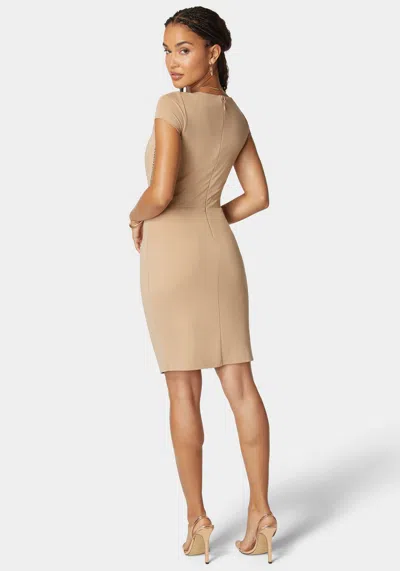 Bebe Embellished Corset Mini Dress In Nougat
