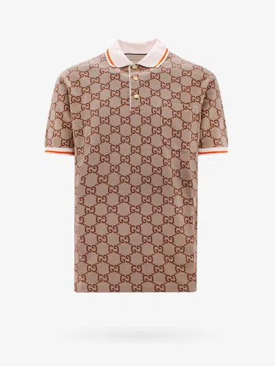 Shop Gucci Polo Shirt In Beige