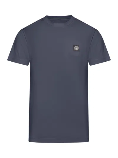 Shop Stone Island T-shirt With Logo Patch In Blue