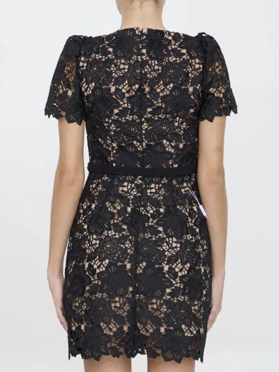 Shop Self-portrait Lace Mini Dress In Black