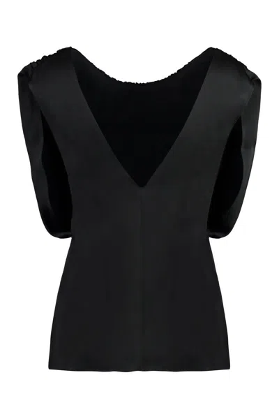 Jil Sander Acetate Blend Top Puffed Sleeves In Black