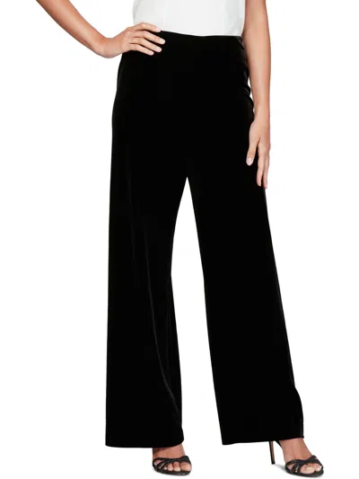 Alex Evenings Petites Womens Velvet High Rise Dress Pants In Black
