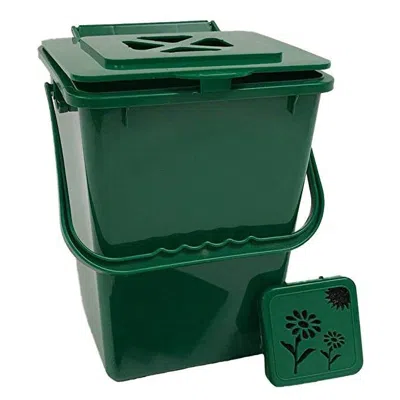 Quikfurn 2.4 Gallon Kitchen Composter Compost Waste Collector Bin - Green