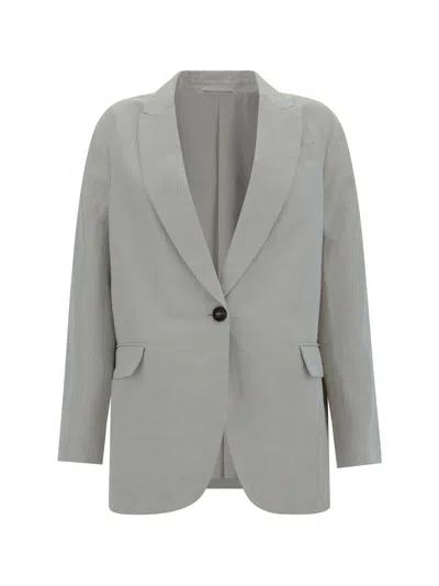 Shop Brunello Cucinelli Giacca Blazer In Beige Freddo