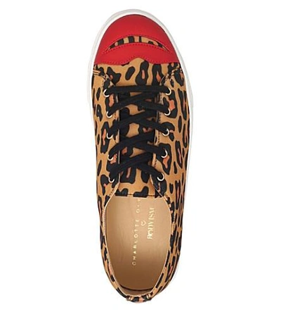 Shop Charlotte Olympia Kiss Me Leopard-print Trainers In Beige Comb