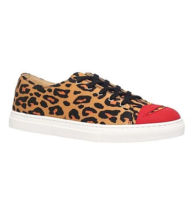 Shop Charlotte Olympia Kiss Me Leopard-print Trainers In Beige Comb