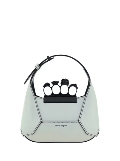 Shop Alexander Mcqueen Jewelled Hobo Mini Handbag In Soft Ivory