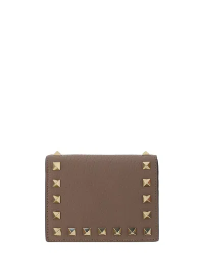 Shop Valentino Flap French Wallet | Rockstud | Vitello In Poudre