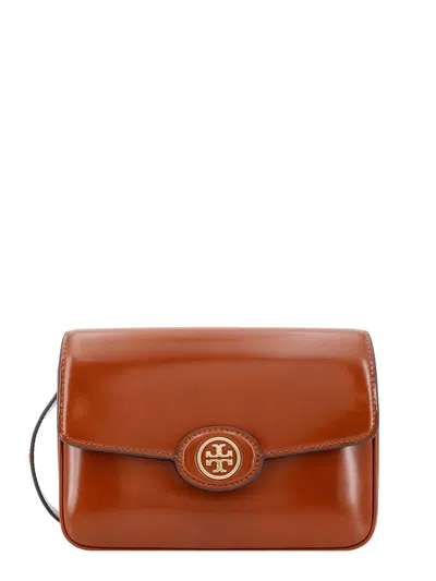 Tory Burch Robinson Spazzolato Shoulder Bag In Dark Sienna