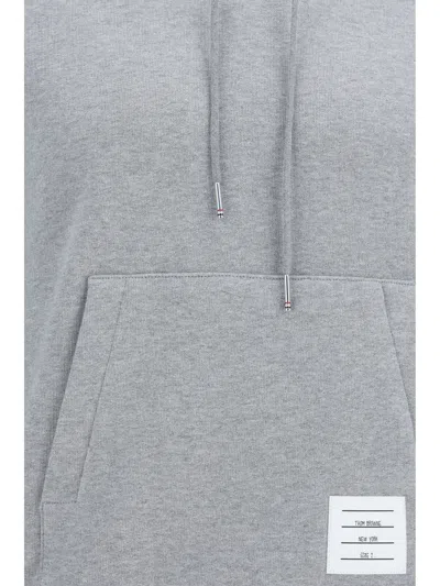 Shop Thom Browne Hoodie Pullover W/ Cb Rwb Stripe In Clas In Lt Grey