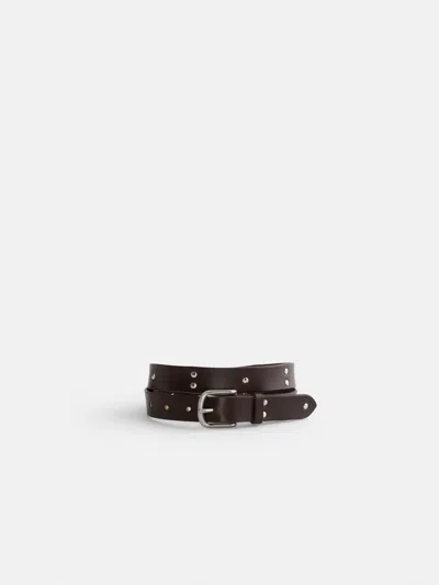 Alex Mill Maximum Henry Studded Slim Belt In Dark Brown