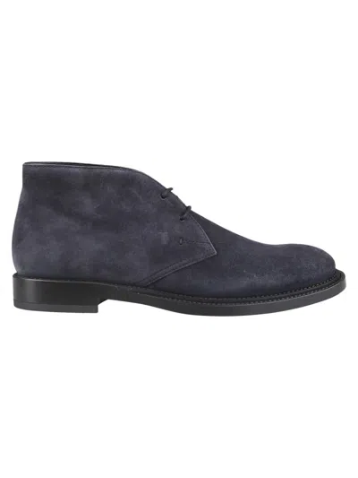 Shop Tod's Suede Ankle Boot Shoes In Blue