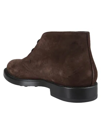Tod's Suede Leather Ankle Boot Shoes In Brown