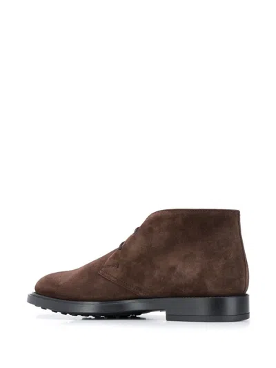 Tod's Suede Leather Ankle Boot Shoes In Brown
