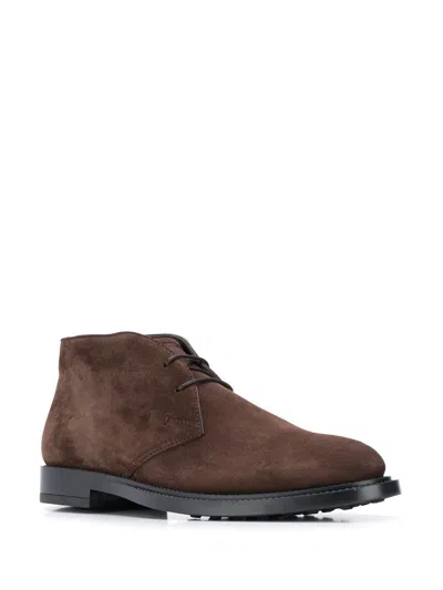 Tod's Suede Leather Ankle Boot Shoes In Brown
